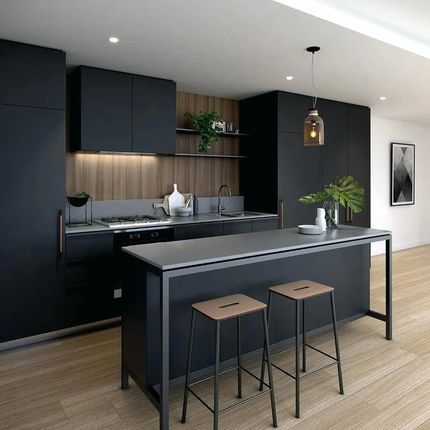 Arnarios De Cocina High Technical Customized Design Modern Matte Black Modern Custom Kitchen Furniture Cabinet