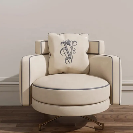 Italian Luxury Single Swivel Sofa Modern Simple Design Solid Wood Base Fabric Eco-Friendly Durable