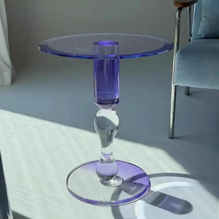 Round Transparent Gradient Acrylic Coffee Table – Metal Base, for Living Room & Bedroom Home Furniture Use