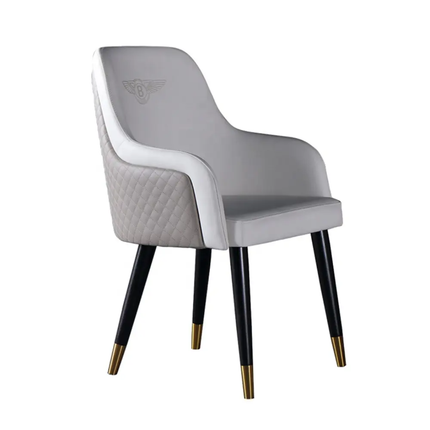 Majestic Grey Leather Chair with Artistic Quilted Design