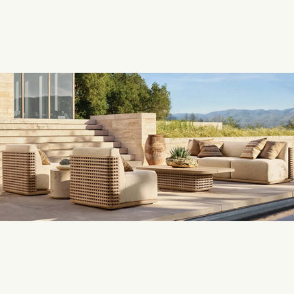 Modern Lightweight Durable Waterproof Outdoor Wood-Plastic Sofa Table Combination Commercial Internet Celebrating Leisure Garden
