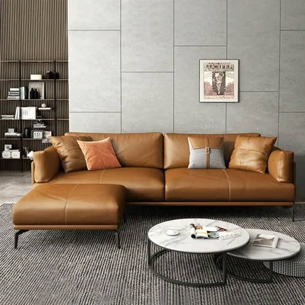Light Luxury Orange Grain PU Leather Office Reception Sofa Seat Modern Design Style for CEO Room Hot Sales Furniture For  Schools