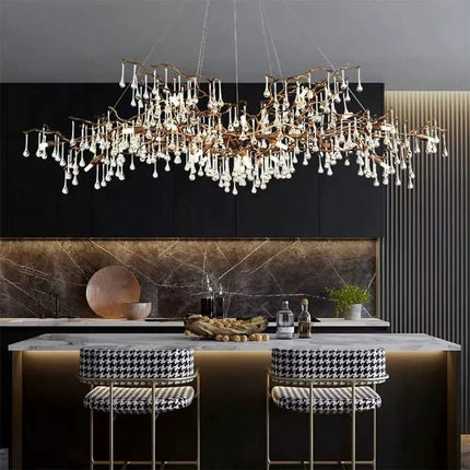 Chandelier Modern For french-Style Light-Luxury Golden Brown/Silver Custom Crystal Chandelier Branch Villa Living Room Bedroom