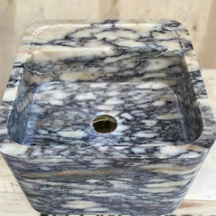 Custom Italian Luxury Bathroom Sink – Modern Calacatta Viola Marble, Wall-Mount Natural Stone Basin for Villas & Powder Rooms