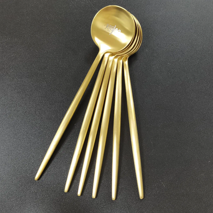 Royal 304 Stainless Steel Long Handle Dinner Spoon Luxury Gold Serving Spoons