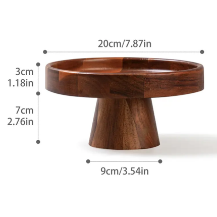 Acacia Wood Pedestal Cake Stand Home Living Room Pastry Tray Dessert Table Display Rack Solid Wood Elevated Fruit Plate