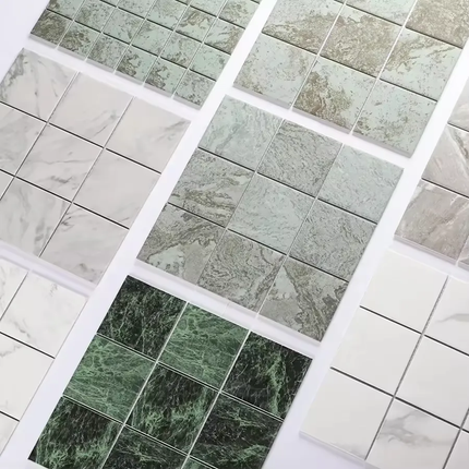 Hotel Project Inkjet Printing Marble Look Porcelain Stone Anti Matte Square Mosaic Swimming Pool Mosaic Tile