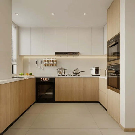 Modern Minimalist Solid Wood Kitchen Cabinets Custom Modular Durable Storage Kitchen Cabinets