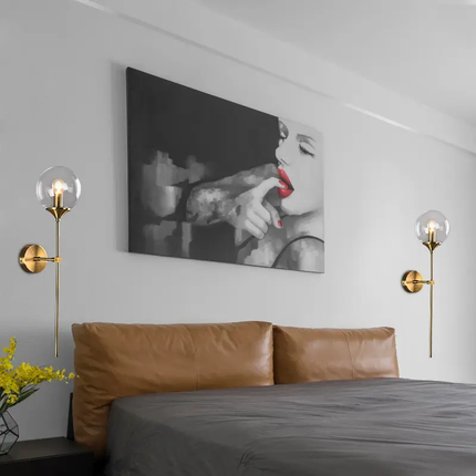 Minimalist Creative Round Glass Ball Wall Light Indoor Modern Gold Light Luxury Hotel Decoration