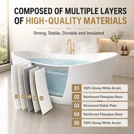 Freestanding Soaking Bathtub with Ribbed Fluted Vertical Pattern for Luxury Hotel Project 1700mm Two Tone Black Acrylic Oval