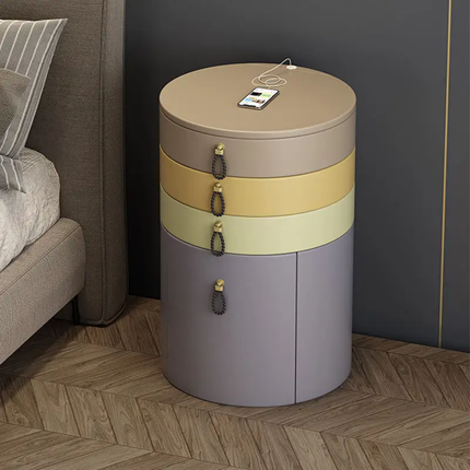 Bedroom Wireless Charging With Light Storage Integrated Solid Wood Dressing Table Round Bedside Table