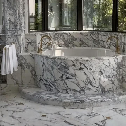 High End Solid Stone Freestanding Bathtub Natural Marble Hand Carved Soaking Tub For Commercial Hotel Villa Bathroom