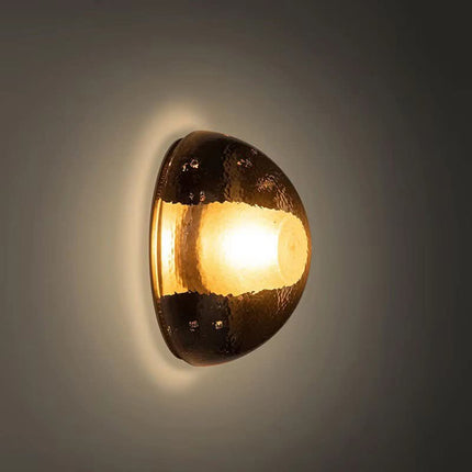 Villa Decor Light IP55 14SP Frosted Cylindrical Cast-Glass Half-Sphere Dimmable Wall Sconce Light