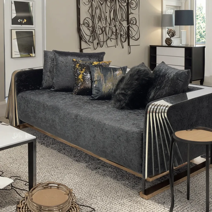 Italian Luxury Modern Sectional Corner Sofa Set High-Density High Resilience Foam Tufted Velvet Fabric Solid Wood Frame