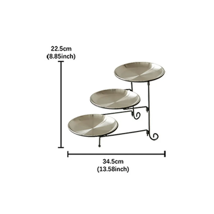 Modern Three Layer Fruit Cake Plate, Artistic And Luxurious Stainless Steel and Iron Detachable and Foldable Dessert Plate