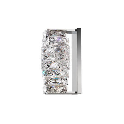 Post-Modern Luxury Stainless Steel Crystal LED Wall Sconce Pendant Light for Bedroom Bedside Living Room Hotel Hallway Corridor