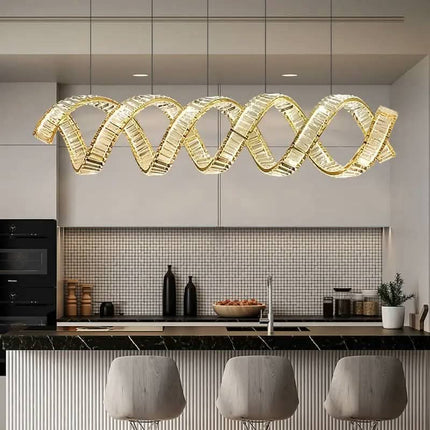 Modern Double Full Helix Pendant Light Luxury Decoration Crystal LED Chandelier For Living Room Dining Room Chandelier