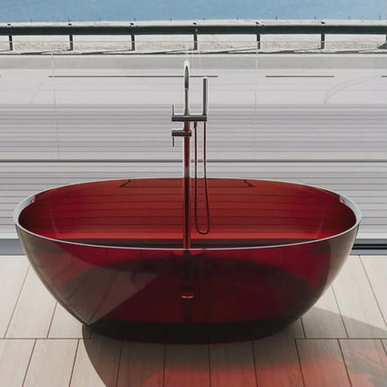 Deep Crimson Transparent Resin Bath Italian Design Stylish Comfortable Space Masterpiece