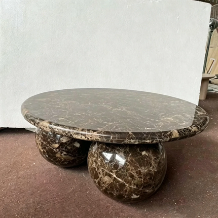 Modern brown marble center table dark emperador round table natural stone coffee table for luxury living room decoration