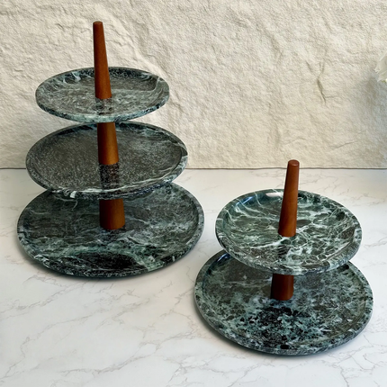 Customized Two-Layer Three-Layer Marble Fruit Tray Jewelry Cosmetics Snacks Storage Green Cake Stand Wedding