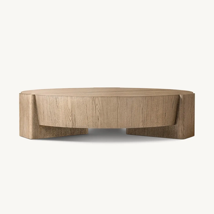 OEM Contemporary Sculpture Curves Design European Knotty Oak Handcrafted Bora Round Side Table