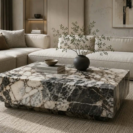 Luxury marble coffee table modern natural stone center table custom minimalist living room furniture for villa and apartment