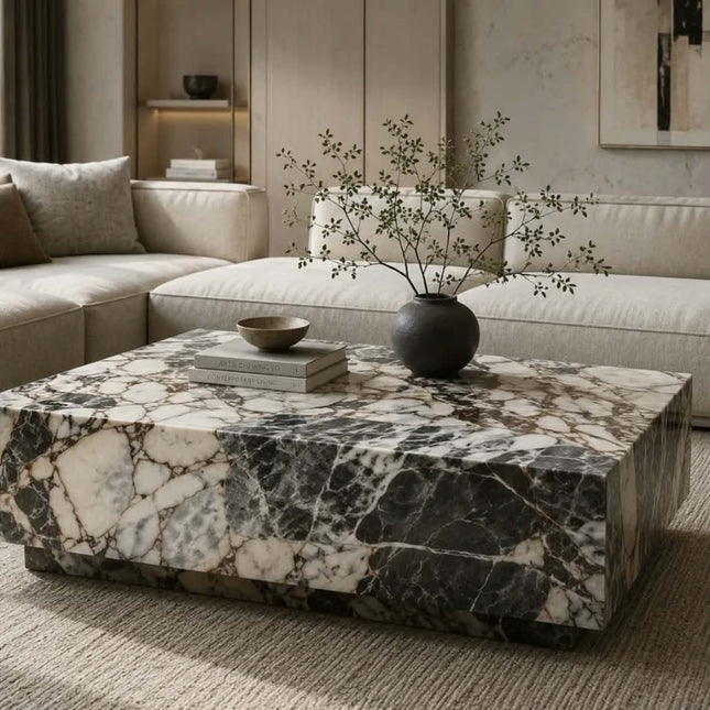 Luxury Marble Coffee Table Modern Natural Stone Center Table Custom Minimalist Living Room Furniture for Villa and Apartment