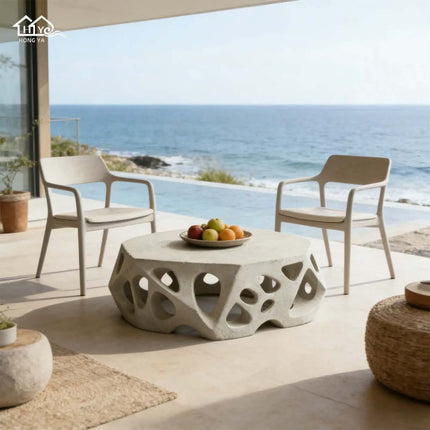 Made of concrete Outdoor Furniture Suppliers Creative Honeycomb End Coffee Table GRC Durable Center Table For Living Room Patio Hotel