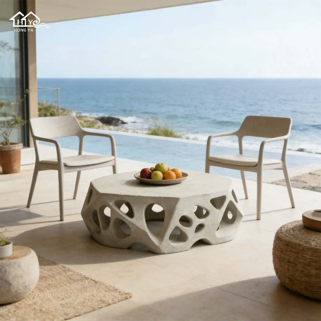 Made of concrete Outdoor Furniture Suppliers Creative Honeycomb End Coffee Table GRC Durable Center Table For Living Room Patio Hotel