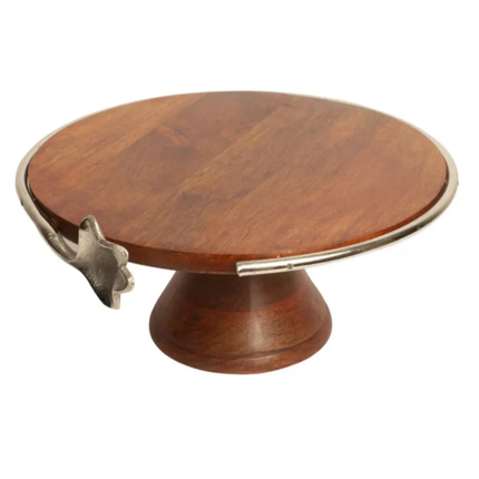 High Quality Modern Stylist Design Handmade Wooden Cake Serving Stand With Gold Metal Floral Cupcake Holder Dishwasher Safe
