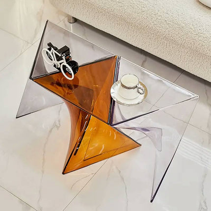 Modern Irregular Acrylic Side Table Orange Geometric Accent Table For Living Room Bedroom End Table