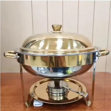 5.5L Gold Stainless Steel Round Food Warmer Buffet Set Food Warner Buffet Chafer Chafing Dish For Hotel Catering