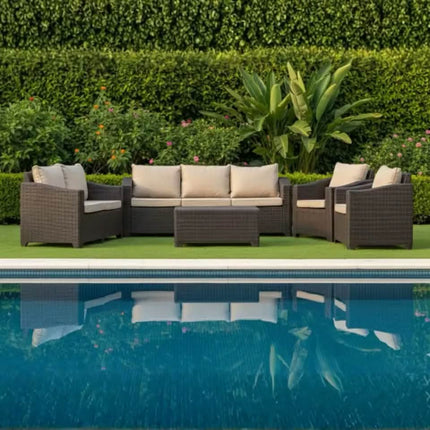 Luxury Durable modular Round Curved Synthetic Rattan Sofa Set with Removable Waterproof Cushions for Outdoor Patio Garden