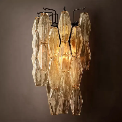 Modern Nordic Gold Light Smoke Glass Sconce Bedroom Hotel Bedside Crystal Wall Lamp For Living Room