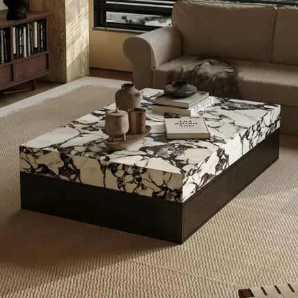 Luxury Italian calacatta Viola white marble Low-Base/plinths/pedestal coffee table modern home set for living room furniture