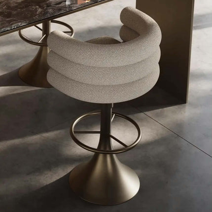 Beige Modern Swivel Bar Stool with Metal Base-Commercial Kitchen & Restaurant Use