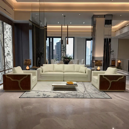 Italian Luxury Large Living Room Sectional Sofa Set Visionnaire Babylonia Fabric Tree Knot Gold Stainless Steel Decoration