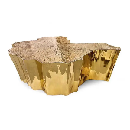 Italian light luxury tree root coffee table etched stainless steel living room furniture High-Low combination side table
