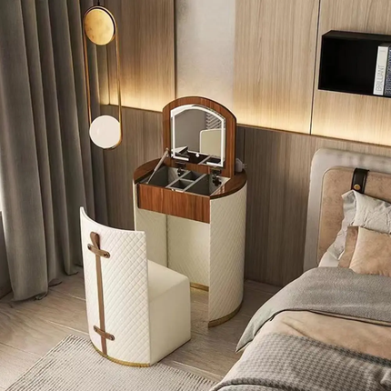 Minimalist European Style Bedroom Furniture Nordic Small Make-Up Dresser Table Set With Mirror