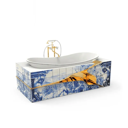 Luxury Freestanding Bathtub Modern Designer Hand Painted Art Stainless Steel Soaking Tub For Villa And Mansion Statement Bath