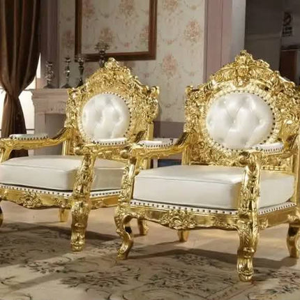 Modern Luxury Solid Mahogany Wood Frame Sofa Set With Handmade Wood Carving and PU Leather Upholstery for Apartment Living Rooms