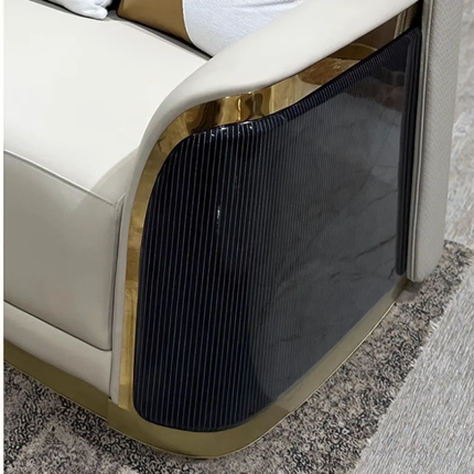 Luxury Gold Accent Sofa - Elegant Italian Design, Premium Leather with Stainless Steel Frame