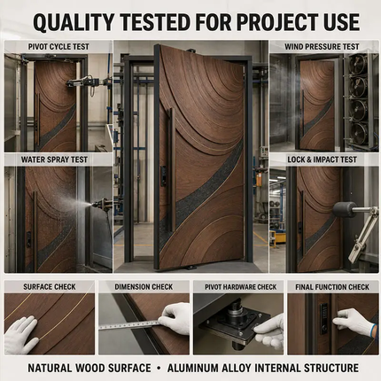 Modern 3D Design Carved Cast Aluminum Wooden Villa American Entry Exterior Front Pivot Entrance Door