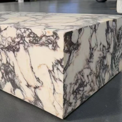 Luxury marble cube coffee table calacatta Viola stone living room furniture low center table for modern villa and hotel decor