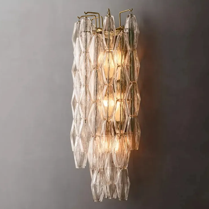 Modern Nordic Gold Light Smoke Glass Sconce Bedroom Hotel Bedside Crystal Wall Lamp For Living Room