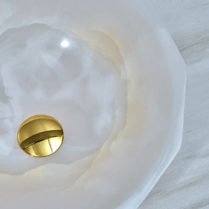 Luxury Diamond White Onyx Stone Wash Basin Natural Marble Sink Bathroom Cabinet Counter Top Art Vessel Sink