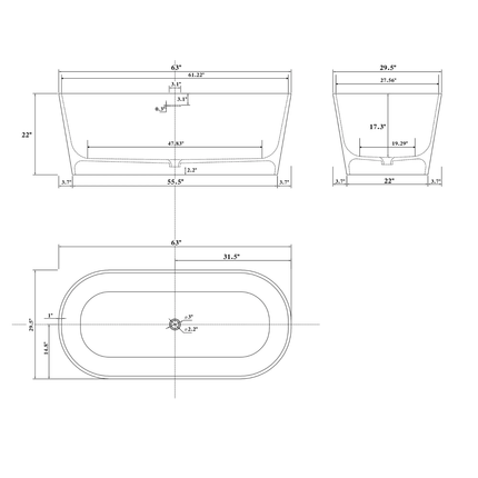 Maydon Modern Freestanding Oval Bathtub Solid Surface Eco-Friendly Durable Safety 1600mm Soaking Tub Lid Stylist Bathroom Design