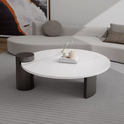 Italian modern luxury round sintered stone coffee table set nesting center table for apartment furniture factory wholesale priceNatural Real Marble Coffee Table customize