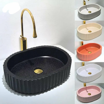 Kidoir New Models Oval Colored Luxury On Countertop Artificial Stone Hand Washing Basin Bathroom Sinks For Washroom