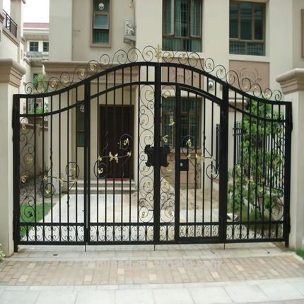 Decorative Wrought Iron Gate Custom Steel Driveway Gate Houses 7ft Height Eco-Friendly Classic/Traditional Modern Powder Coated